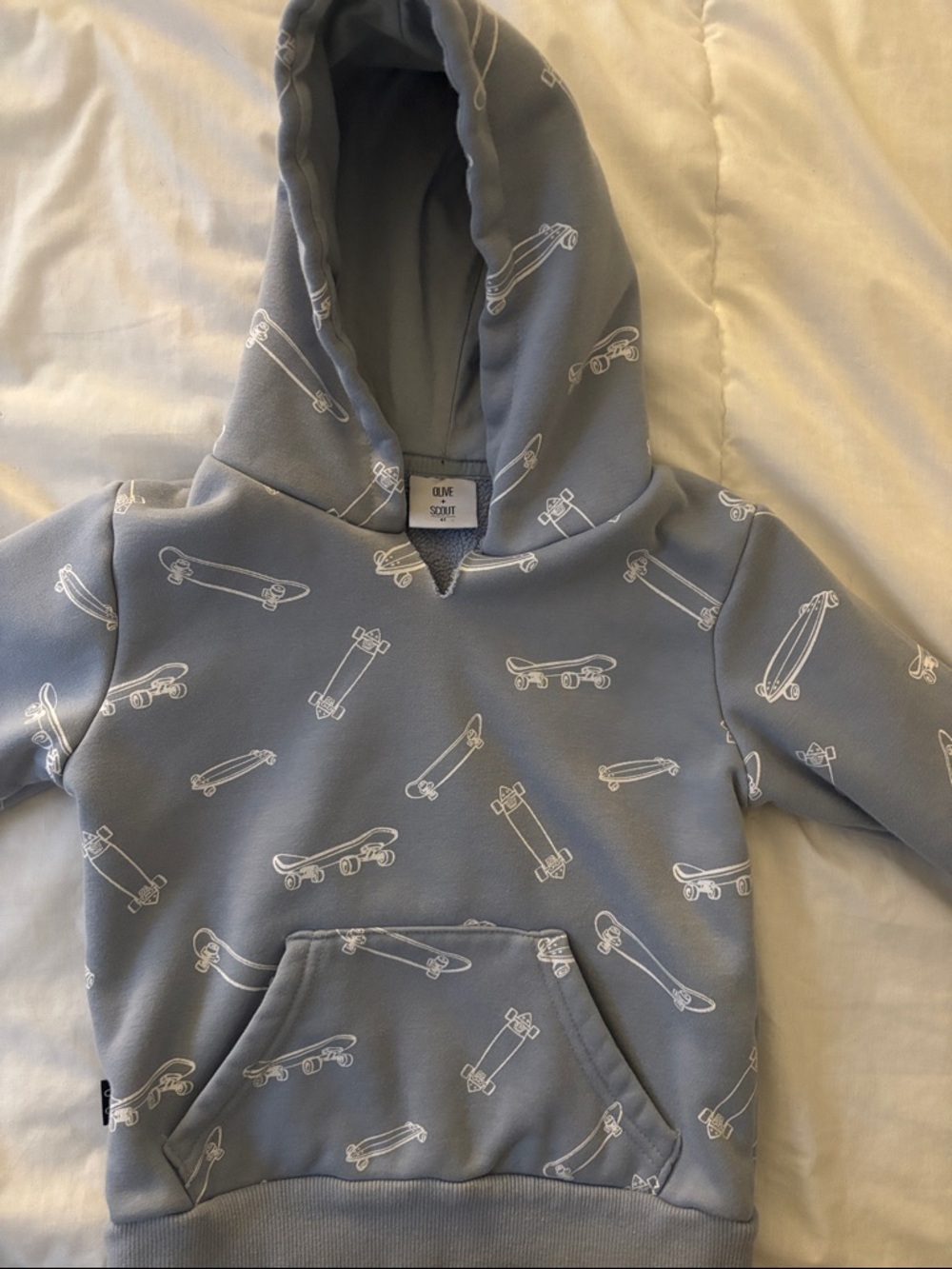 Kids' Light Blue Skateboard Graphic Hoodie by